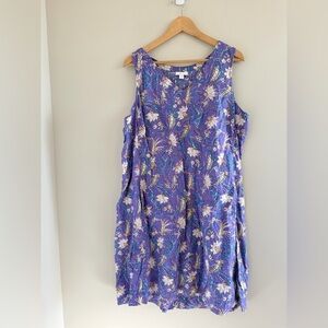 J.Jill Women’s Large Floral Cottagecore 100% Linen Garden Party Shift Dress